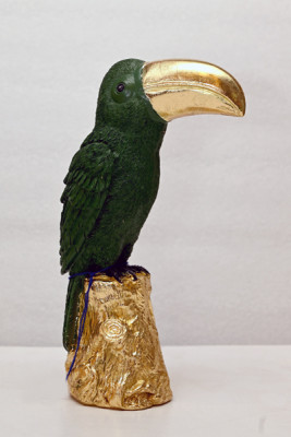 green and brown textured toco toucan bird showpiece